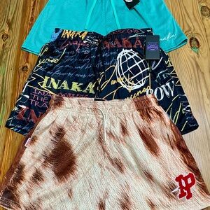 Lot of 3 INAKA POWER Mens Athletic Gym Basketball Mesh Shorts Sz XL Graphic NWT